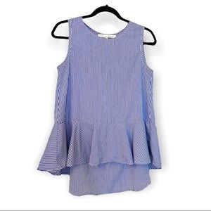 English Factory Blue Striped Sleeveless Top, Small